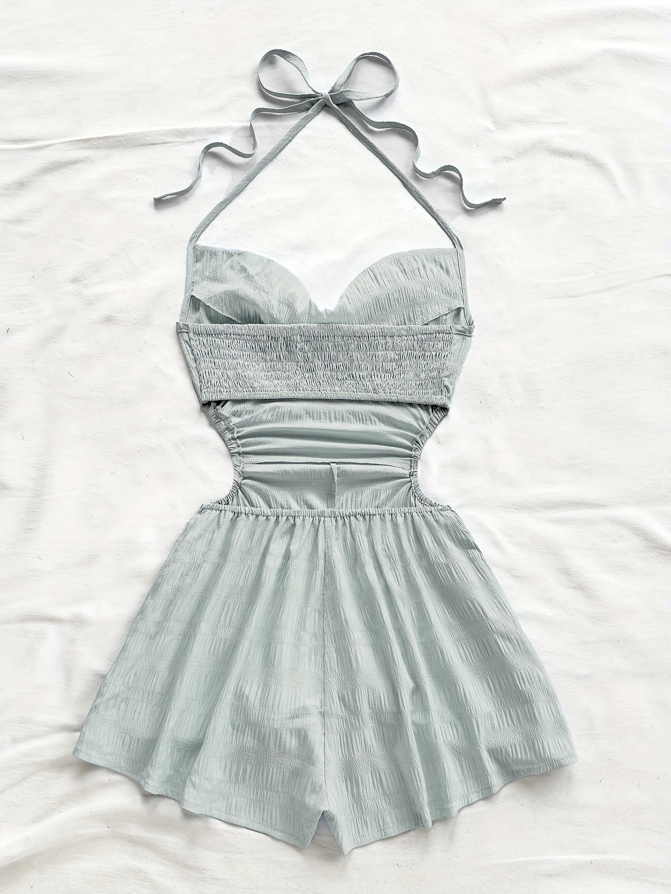 Elegant Women's Romper with Cowl Neck and Open Back – Vacation Style, Modern Fit