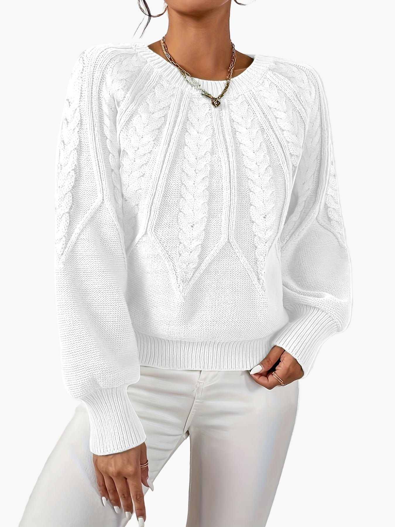 Pull Femme Style Décontracté Chic à Motif Torsadé pour Automne et Printemps
