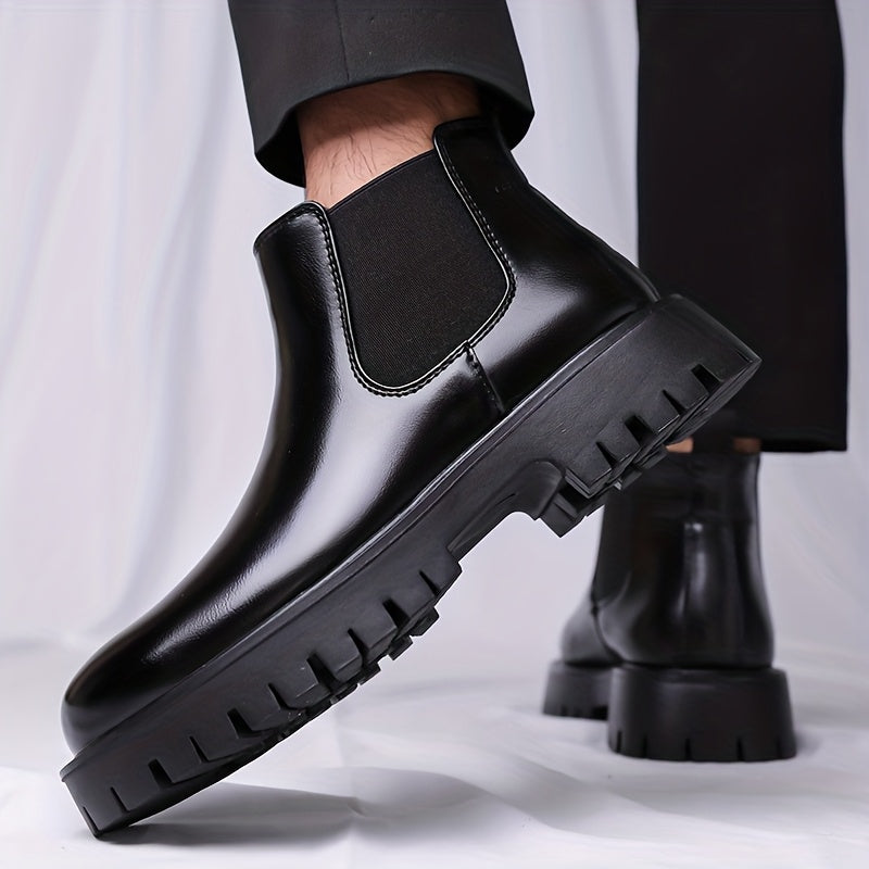 Bottes Chelsea noires à semelle crantée basses pour homme, style bottines classiques