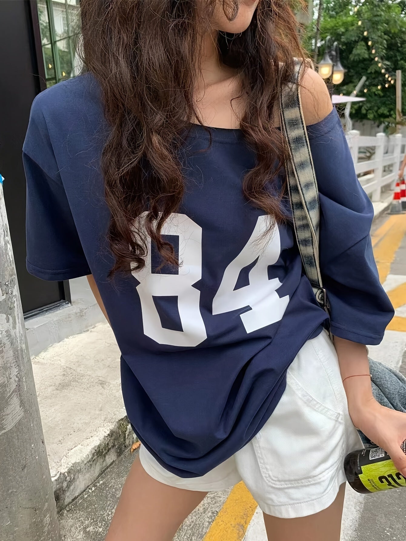 T-shirt oversize femme style varsity décontracté numéro rétro streetwear