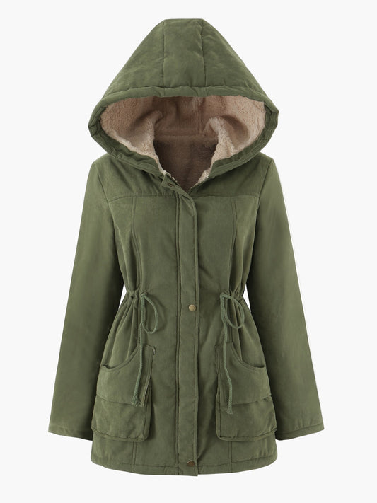 Parka för kvinnor med huva i avslappnad stil för vintern