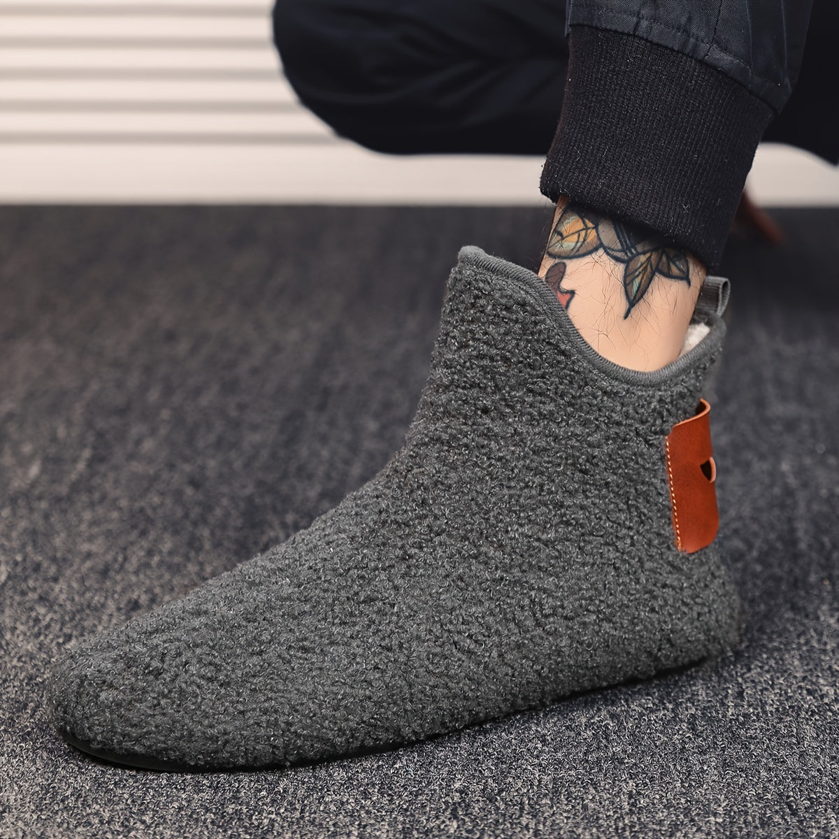 Bottes souples en tissu bouclé Homme, Intérieur fourré, confortables, multiples couleurs