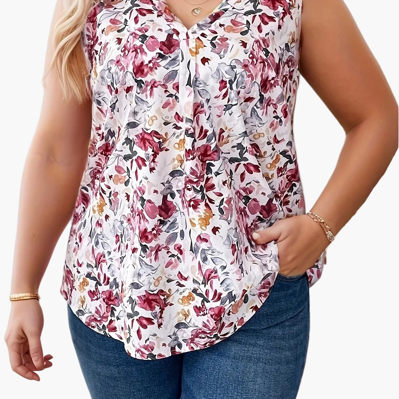 Débardeur sans manches femme style élégant imprimé fleuri pour un look décontracté chic