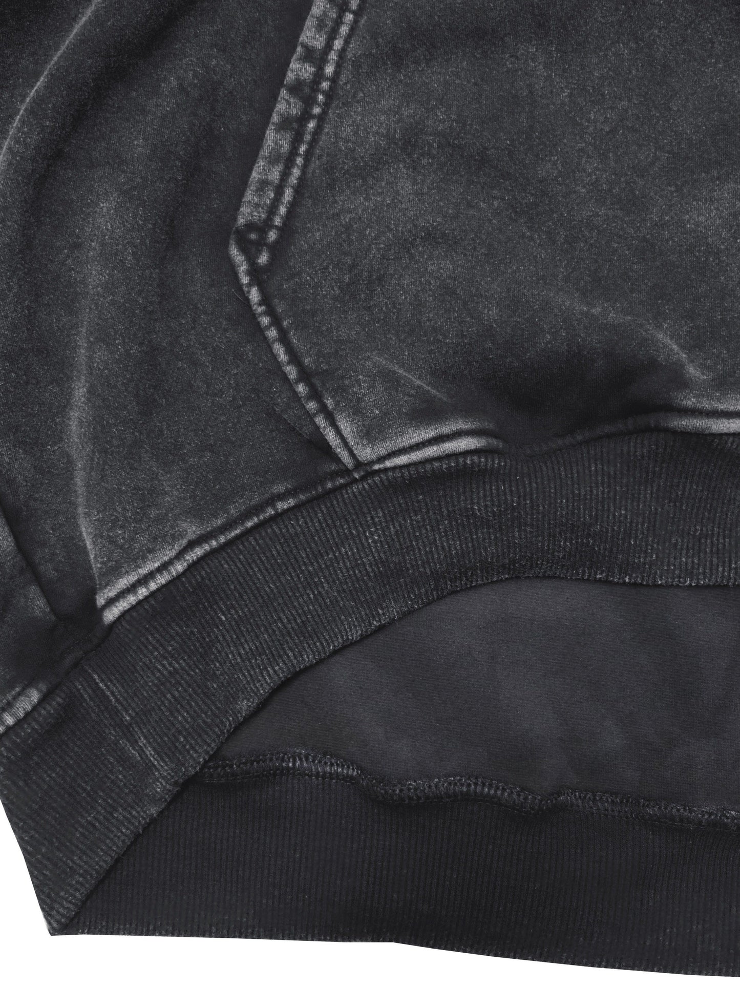 Sweat à Capuche Unisexe Gris Foncé Délavé avec Poche Kangourou