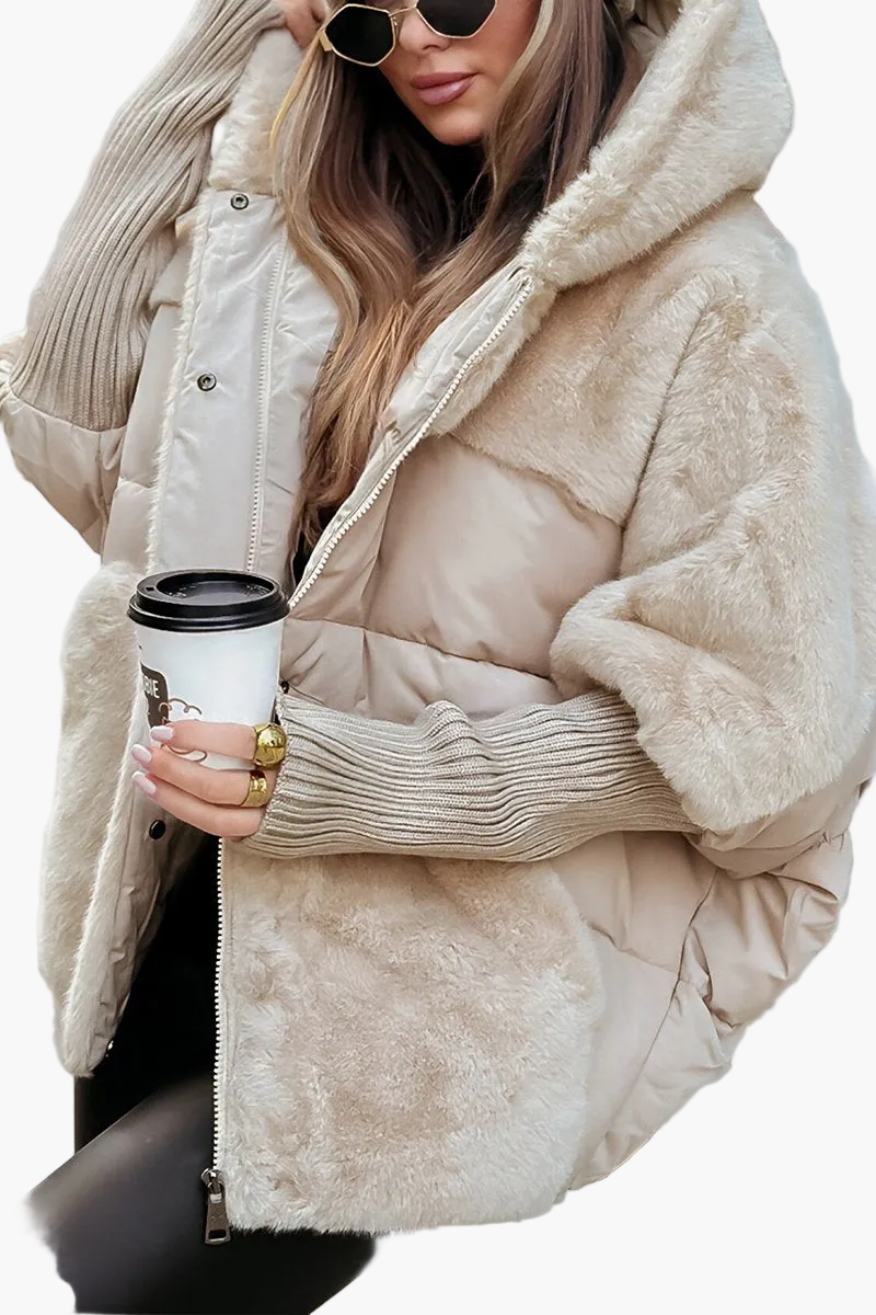 Damen-Winterjacke im urban-chicen Steppstil mit Kapuze, ideal für kalte Tage