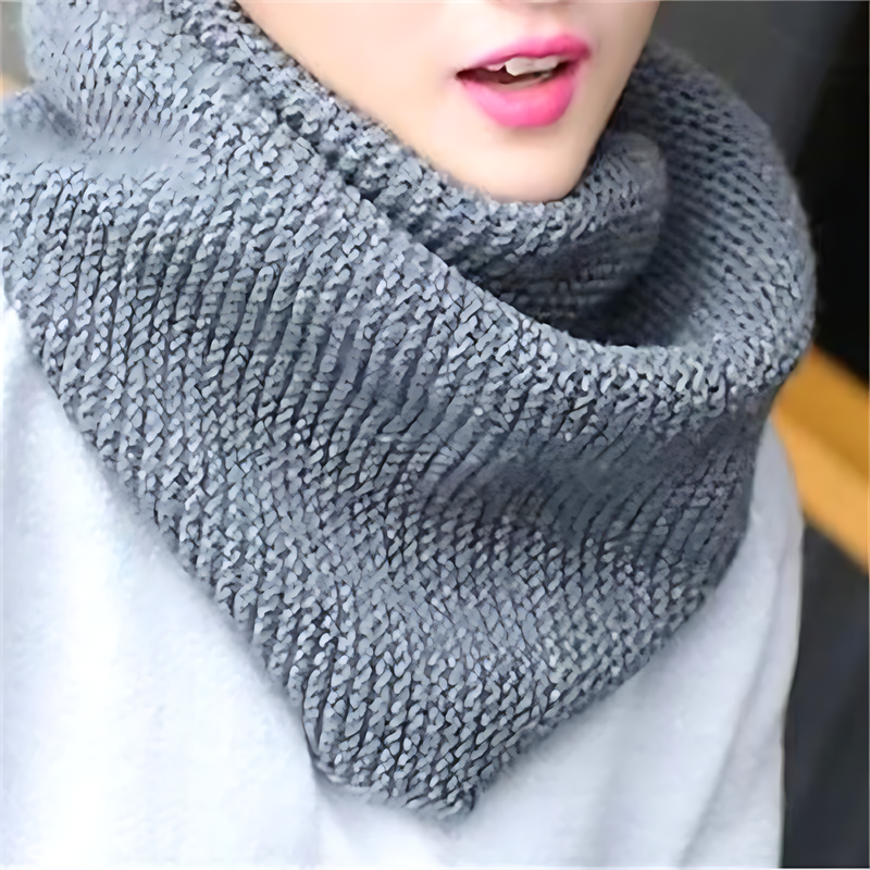 Gebreide zwarte damescol, snoodstijl, warm en comfortabel