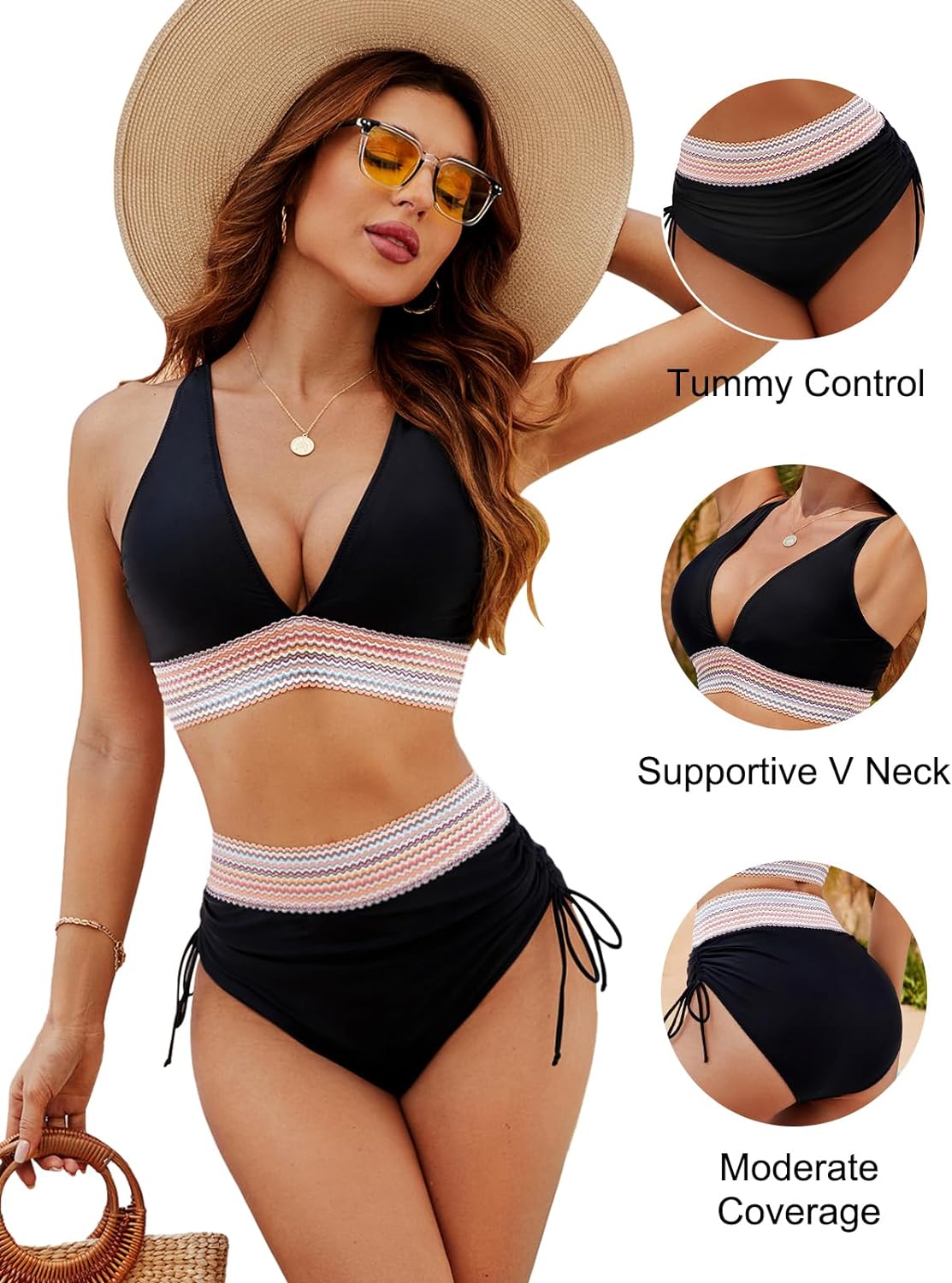 Bikini Donna Vita Alta Stile Bohémien – Costume Due Pezzi Modellante Ideale Spiaggia & Piscina