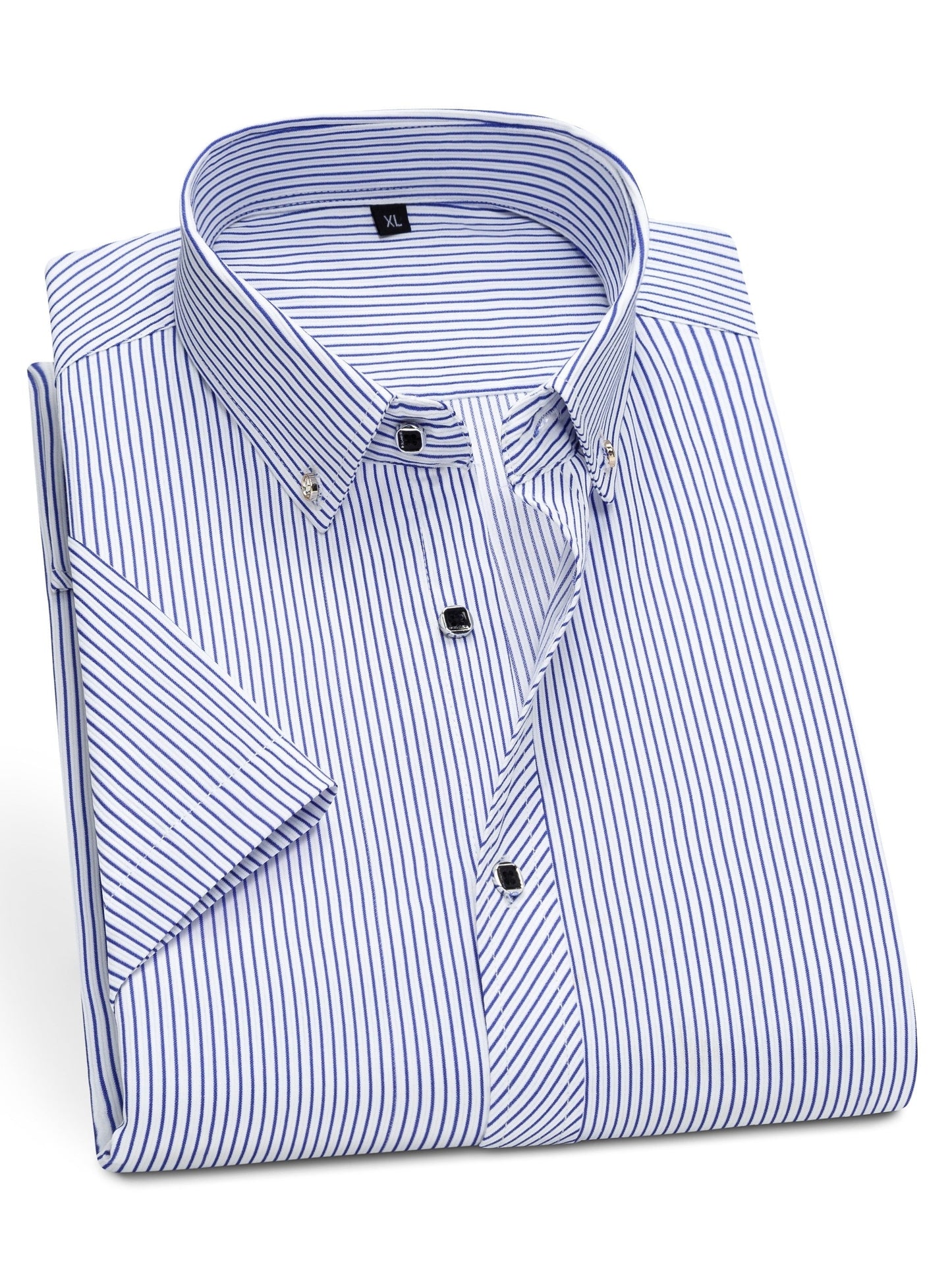 Chemise habillée à manches courtes pour homme style business à rayures fines