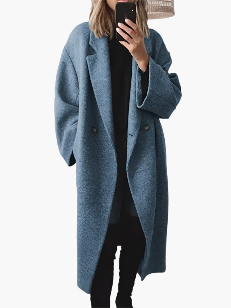 Manteau long classique femme style oversize élégant automne hiver