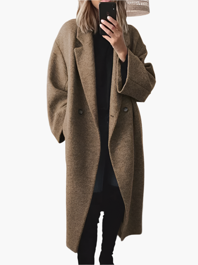 Manteau long classique femme style oversize élégant automne hiver