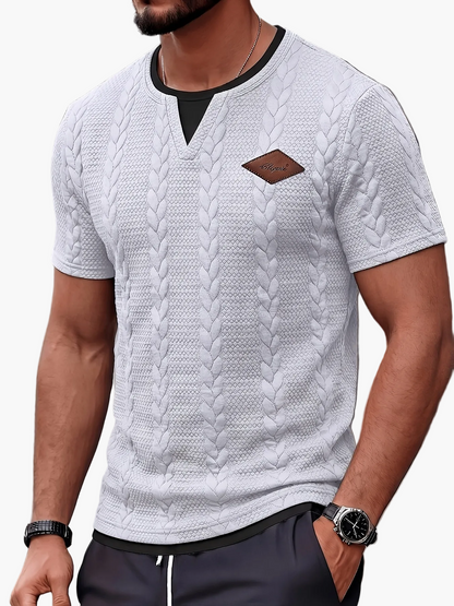 Herren-T-Shirt mit Rundhalsausschnitt, gedrehtes Design, lässig für Freizeit und Ausflüge  