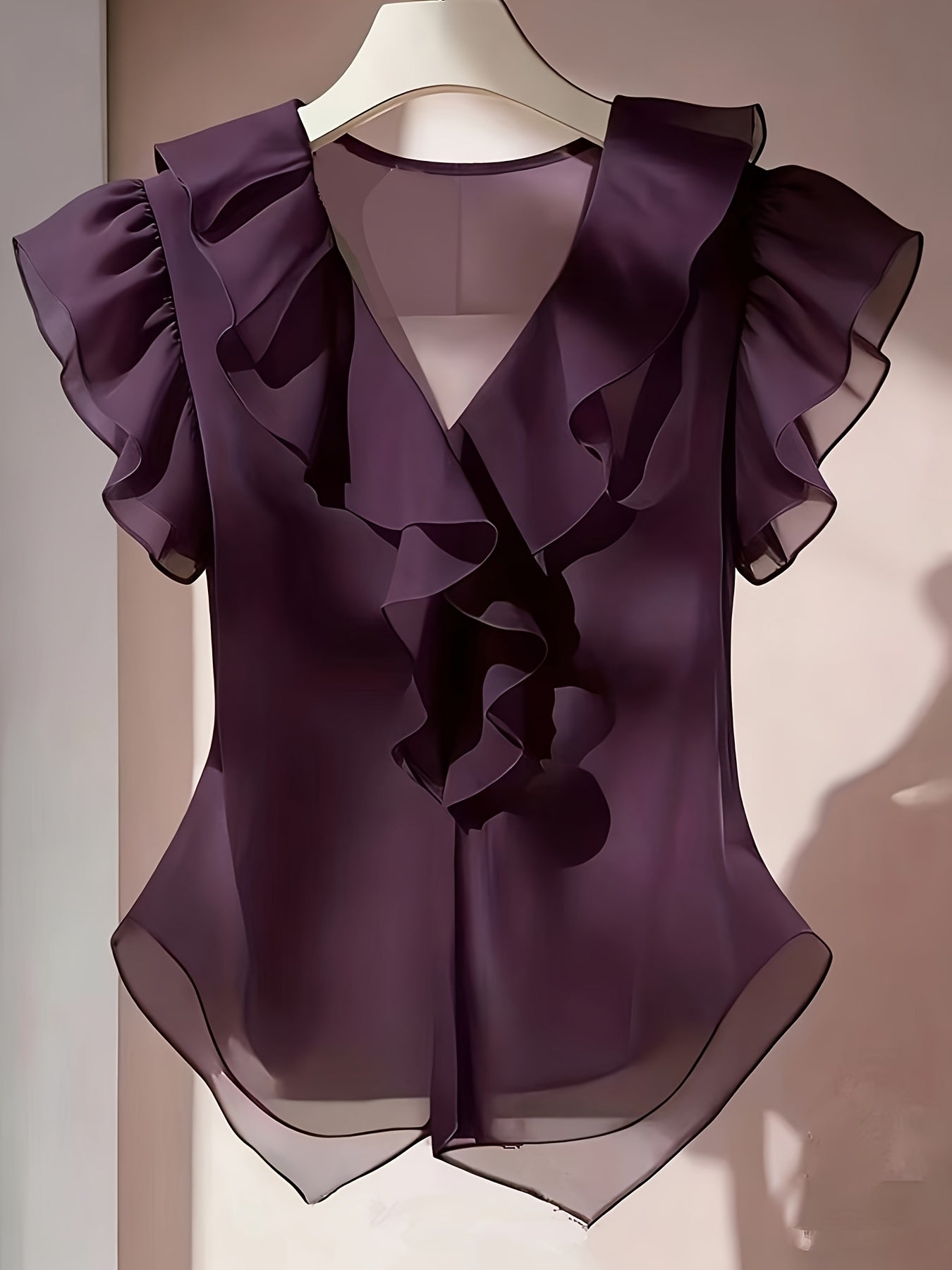 Blouse Femme Élégante à Volants Style Romantique pour Tenue Chic et Bureau