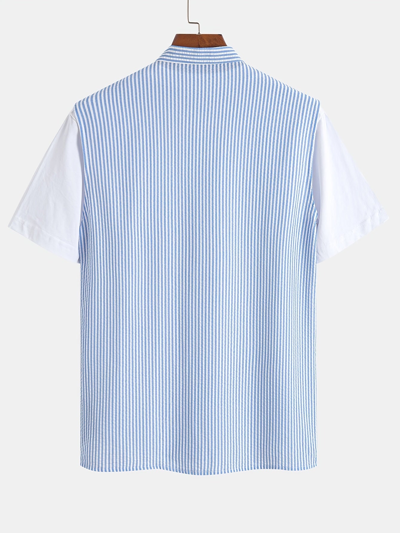 Camisa Henley sin mangas a rayas para hombre, estilo casual urbano