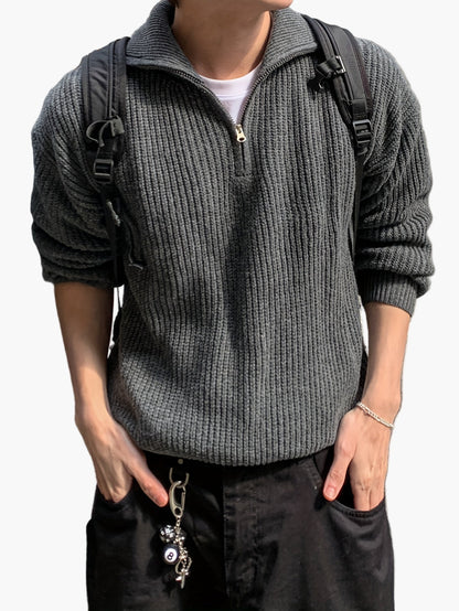 Men's casual style high collar zip-up sweater - Ideal for spring and autumn