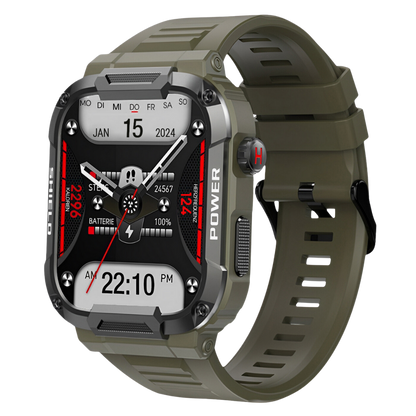 Ian – Montre Connectée Militaire Robuste pour Hommes avec Suivi de Fitness Avancé