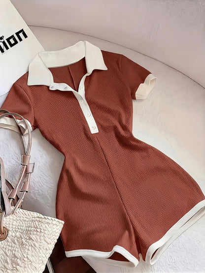 Elegante damesoverall met polokraag in casual chique stijl