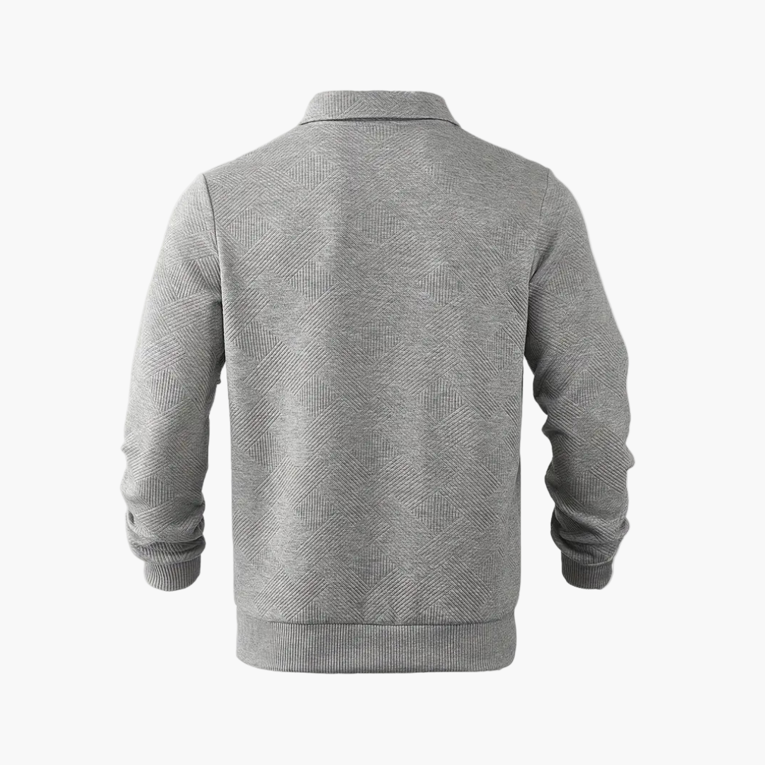 Sudadera para hombre estilo vintage con cuello con cremallera y motivo geométrico – Elegancia casual para todas las ocasiones