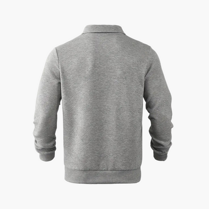 Sudadera para hombre estilo vintage con cuello con cremallera y motivo geométrico – Elegancia casual para todas las ocasiones