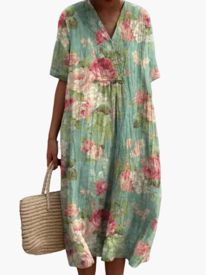 Robe d'été décontractée femme coupe ample style floral bohème
