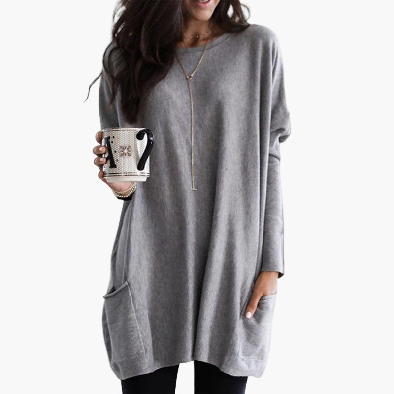 Robe pull longue décontractée pour femme – style ample et confortable, idéal pour l’automne et l’hiver