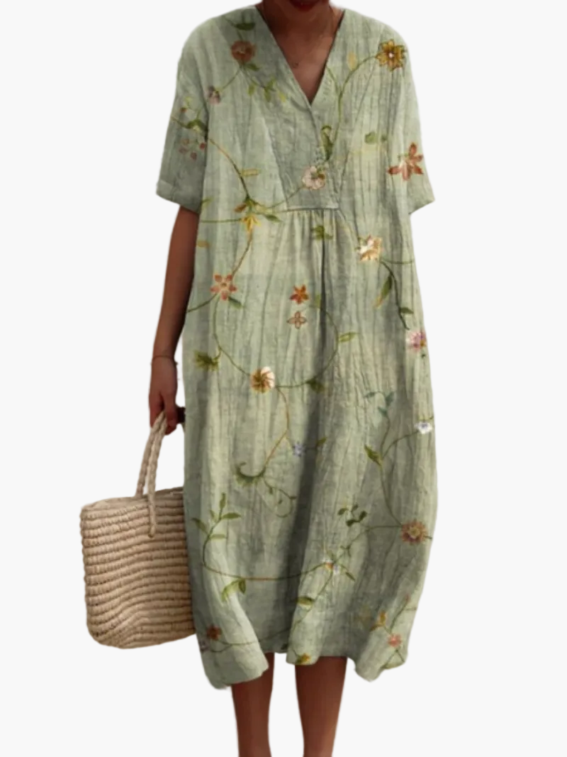 Robe d'été décontractée femme coupe ample style floral bohème