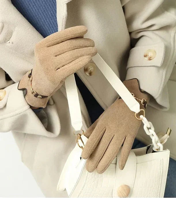 Women's Winter Gloves with Chain or Pom-Pom Embellishment