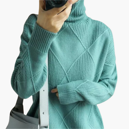 Women's Casual Style Pullover with Diamond Pattern – Soft and Comfortable Knit for Leisure and Everyday Wear