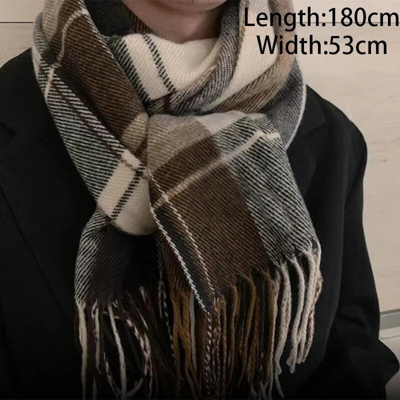 Bufanda de invierno suave y lisa con flecos - Unisex