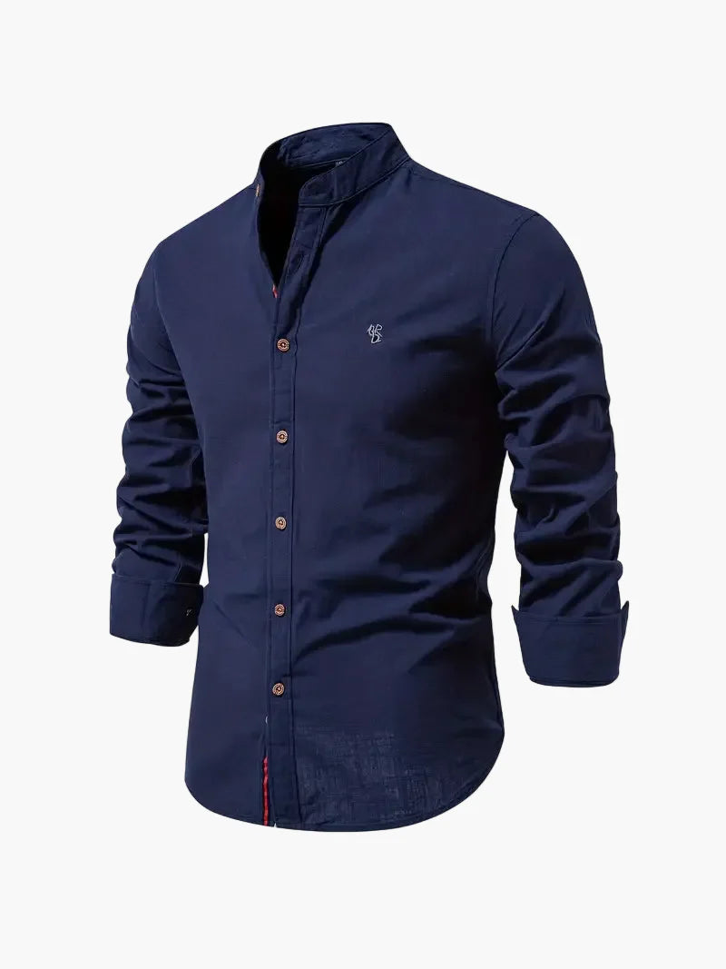 Herreskjorte med mao-krave og lange ærmer, elegant casual businessstil