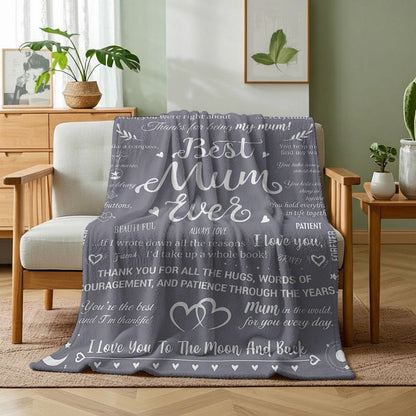 Plaid Cadeau Femme - Couverture Sentimentale Style Boho pour Maman avec Messages d'Amour et de Reconnaissance