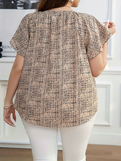 Damesblouse met casual stijl, grafische print en V-hals, ideaal voor de zomer
