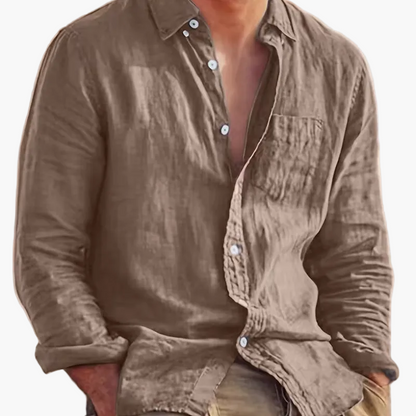 Chemise décontractée pour homme à manches longues style plage – Idéale pour sorties et vacances