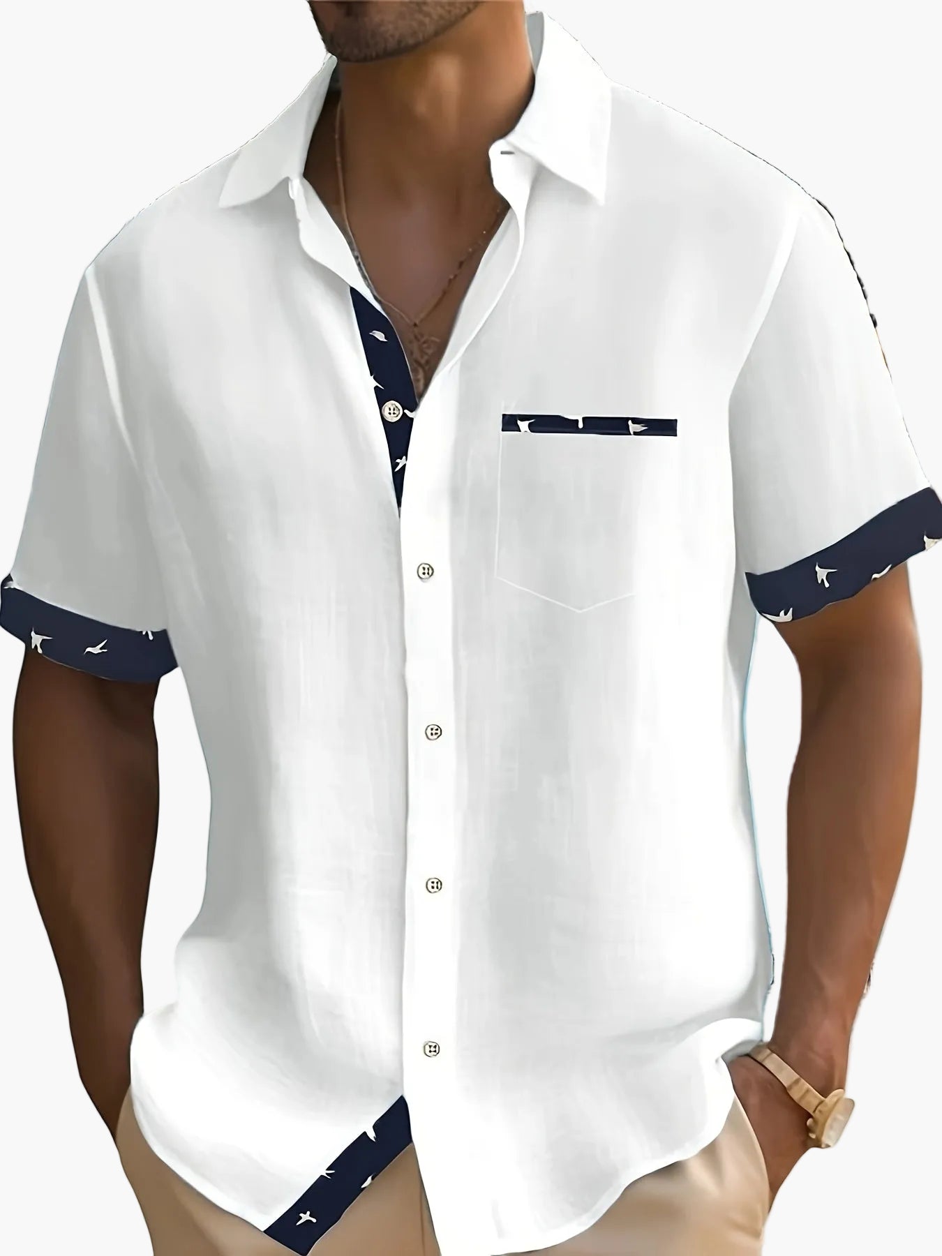 Chemise décontractée à manches courtes pour homme – Style estival élégant, idéale pour les sorties et les vacances