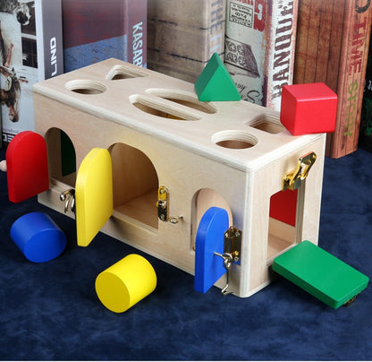 Coffret éducatif Montessori verrouillage formes pour enfants - Jouet pédagogique d'apprentissage