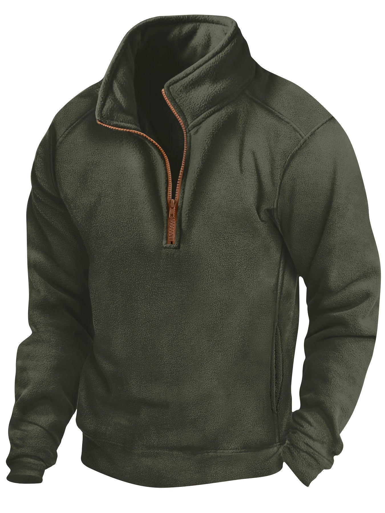 Polaire Homme Demi-Zip Col Montant Manches Longues Poches Latérales