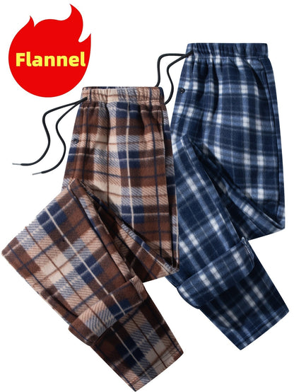 Pantalon de détente à carreaux doux pour homme avec cordon de serrage