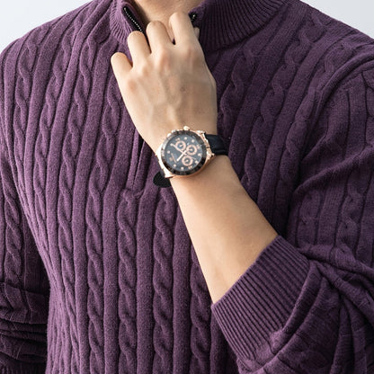 Pull à Col Montant Zippé Homme Style Casual Motif Torsadé pour Automne Hiver