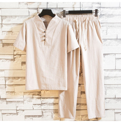 Avslappnad sommaroutfit för herr med kortärmad modern stil