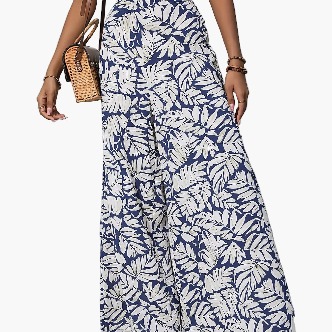 Pantalón ancho para mujer estilo tropical casual para playa y verano