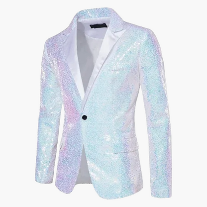 Giacca da sera uomo stile smoking, motivo geometrico brillante, ideale per feste ed eventi eleganti