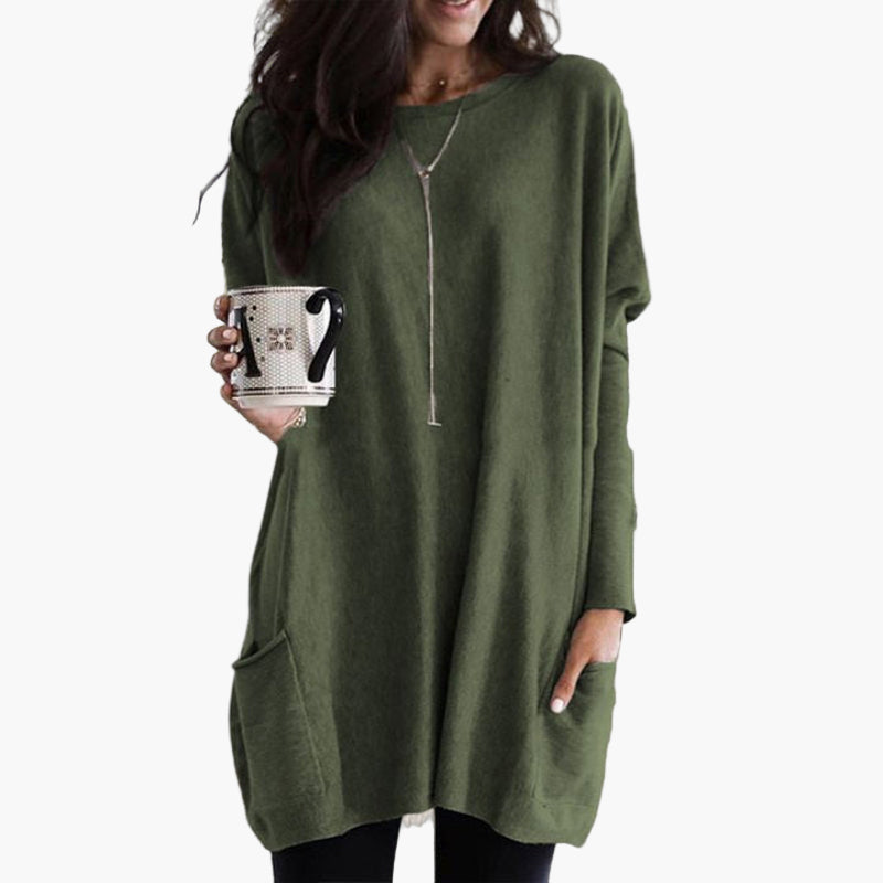 Robe pull longue décontractée pour femme – style ample et confortable, idéal pour l’automne et l’hiver