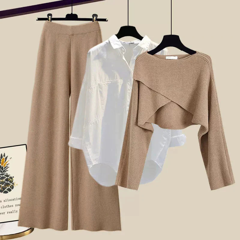Ensemble trois pièces élégant femme – Tenue décontractée chic pour la maison et les sorties