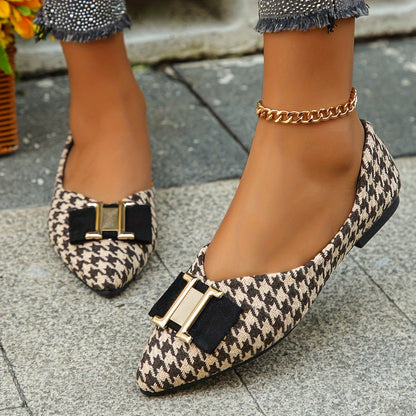 Ballerine donna con motivo pied-de-poule chic ed eleganti per tutti i giorni