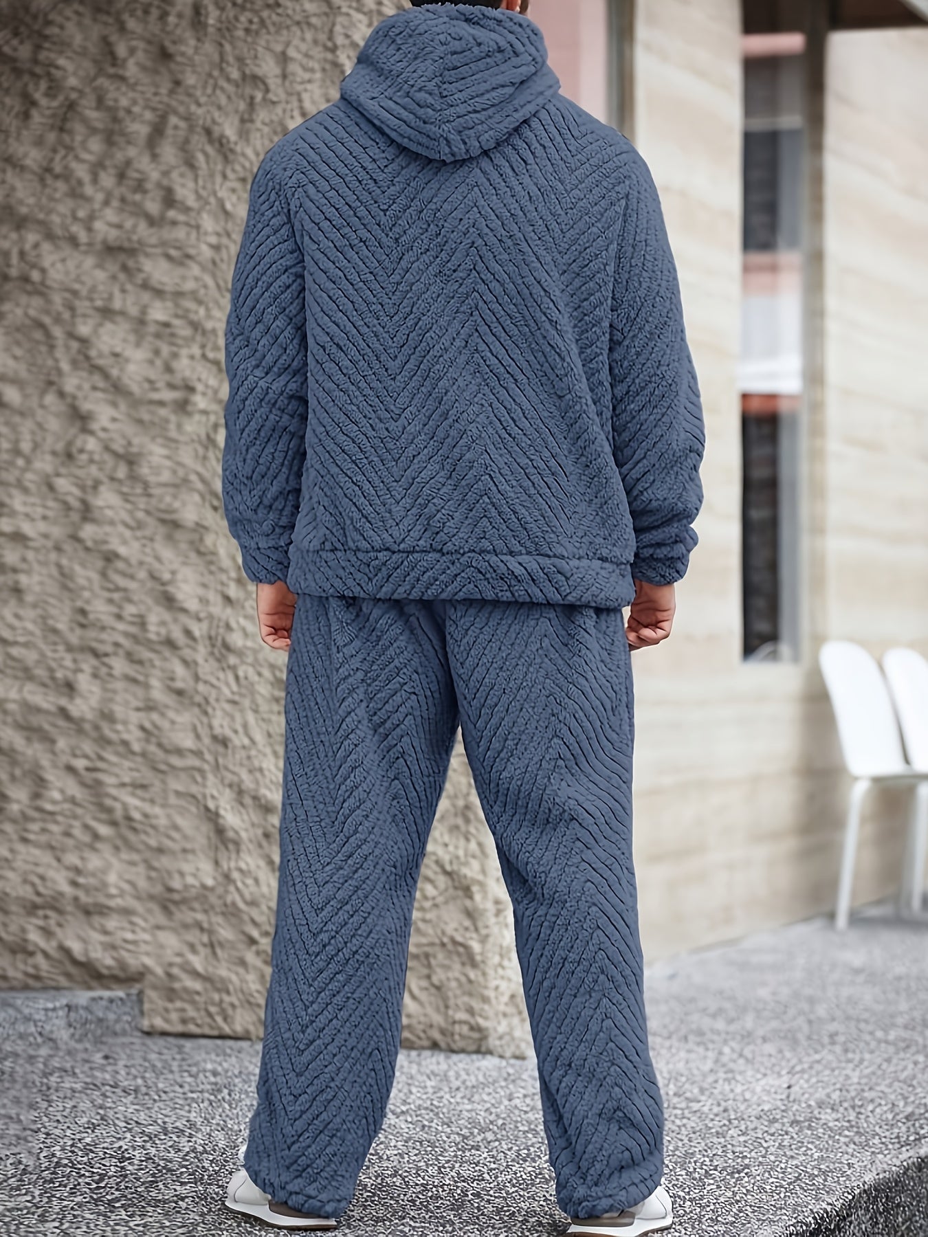 Ensemble Homme Doux Motif Chevrons Capuche Kaki Clair