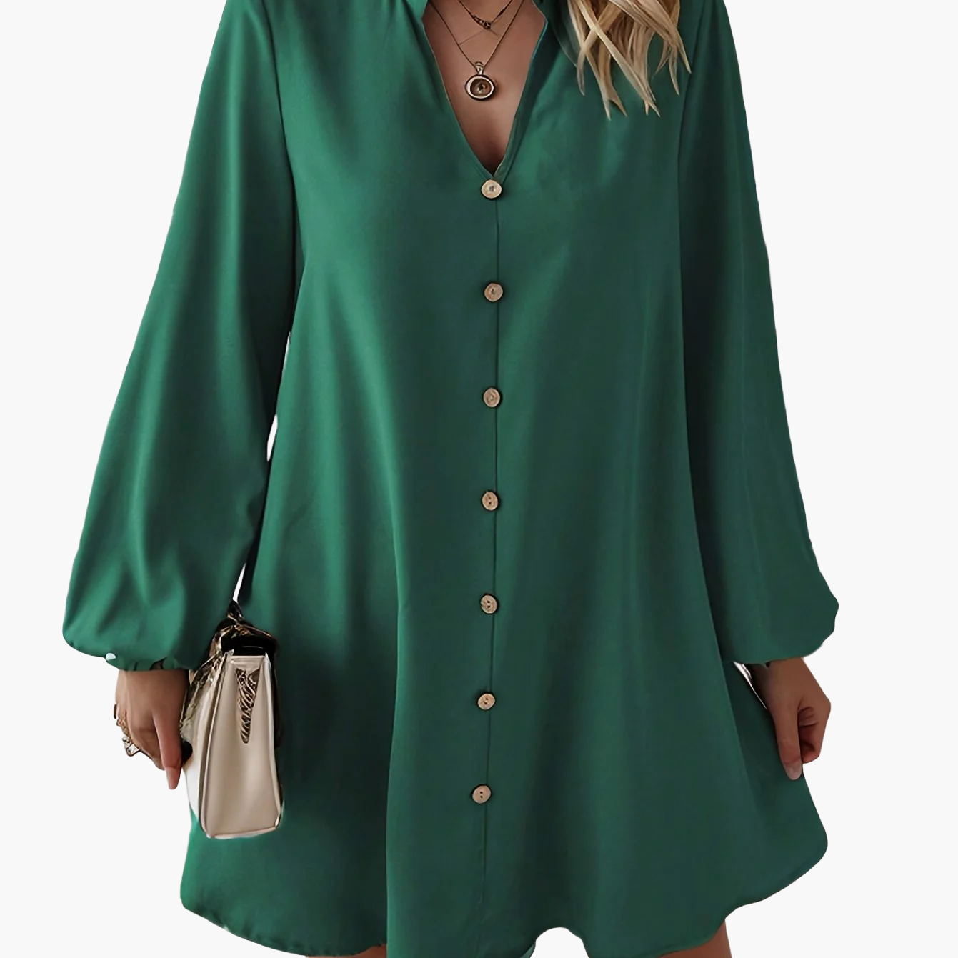 Abito camicia casual con bottoni da donna, stile chic e moderno, ideale per primavera ed estate
