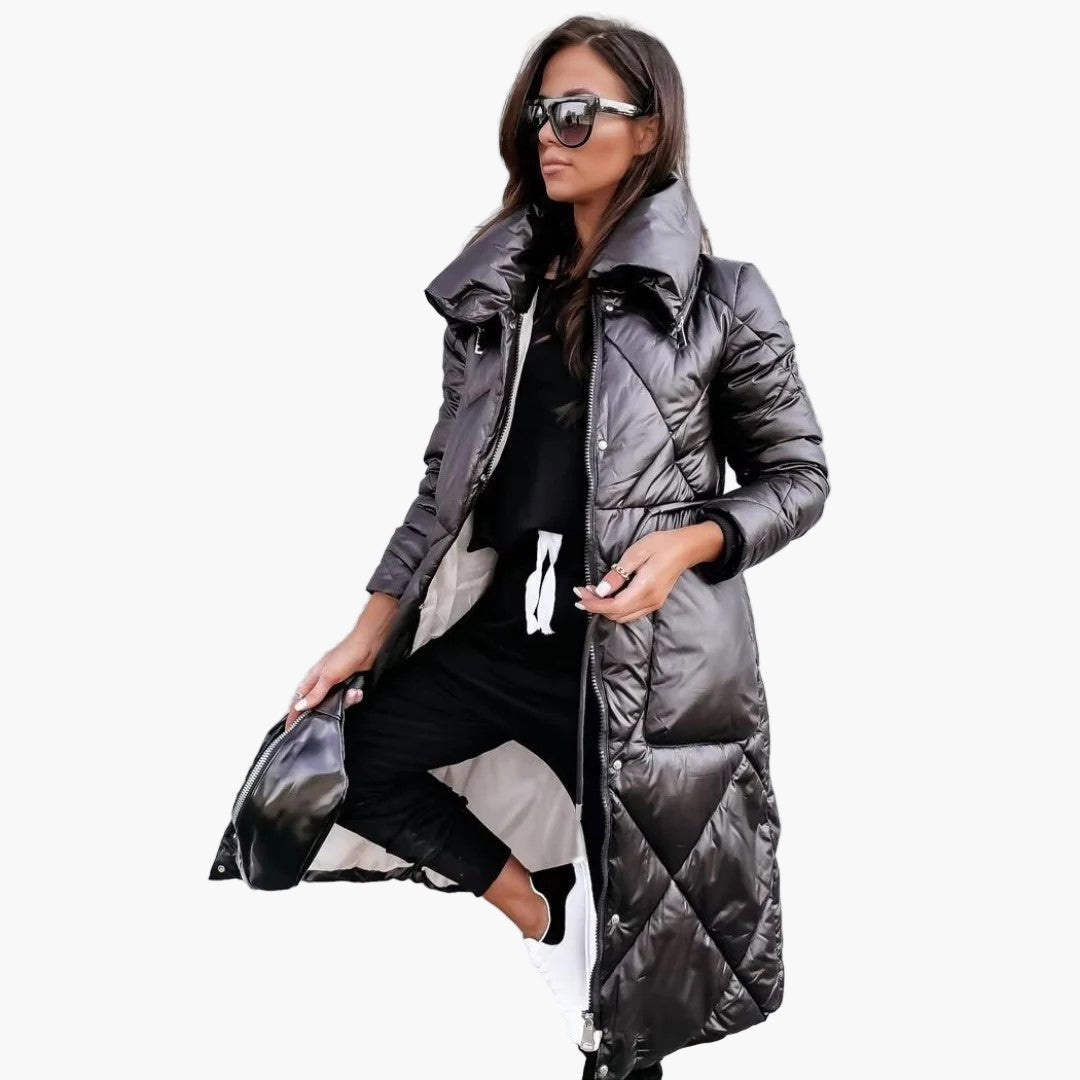 Elegant Long Quilted Coat for Women – Trendy and Comfortable Winter Parka