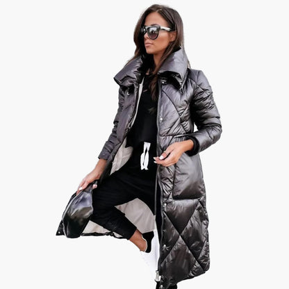 Elegant Long Quilted Coat for Women – Trendy and Comfortable Winter Parka
