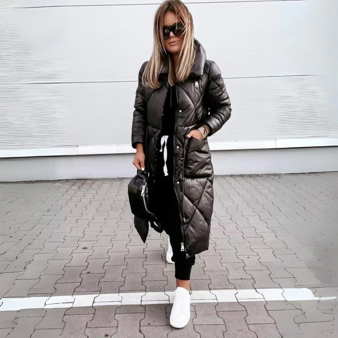 Elegant Long Quilted Coat for Women – Trendy and Comfortable Winter Parka