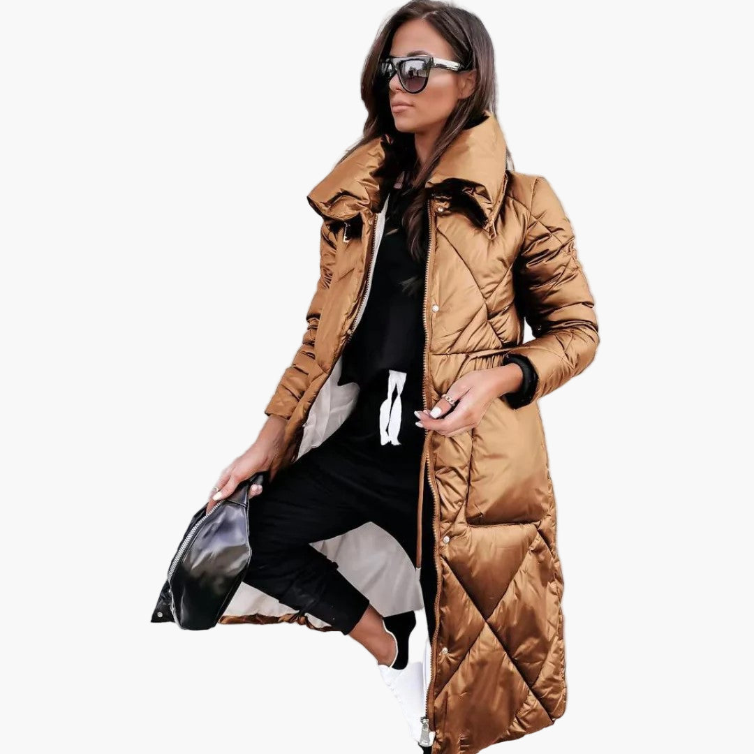 Elegant Long Quilted Coat for Women – Trendy and Comfortable Winter Parka