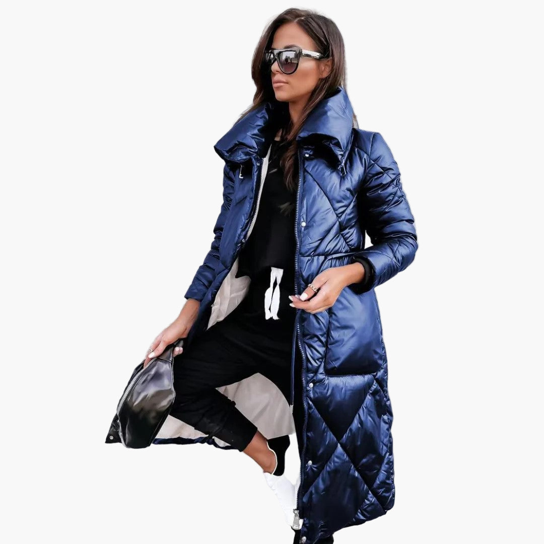 Elegant Long Quilted Coat for Women – Trendy and Comfortable Winter Parka